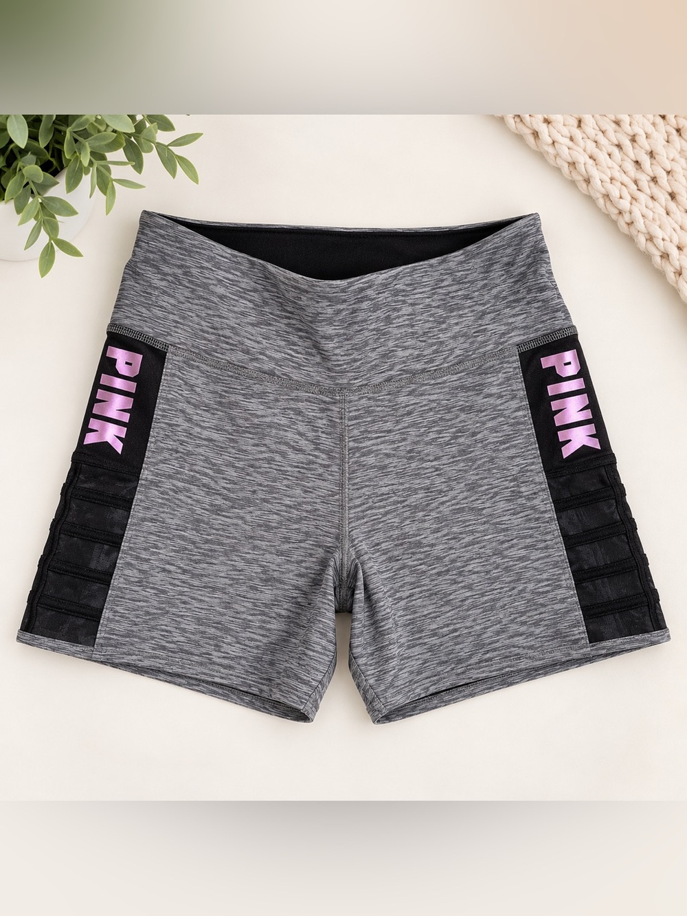 PINK Victoria’s Secret Ultimate Gray Black Athletic Shorts Size M